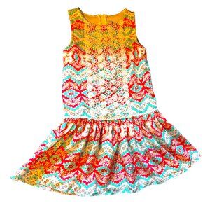 Rare Editions girl's Boho colorful crochet batik sleeveless dress‎ sz 5